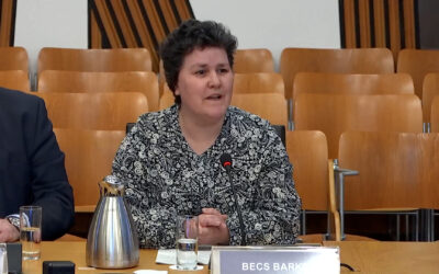 Carr Gomm’s Becs Barker gives evidence to the Scottish Parliament on SDS