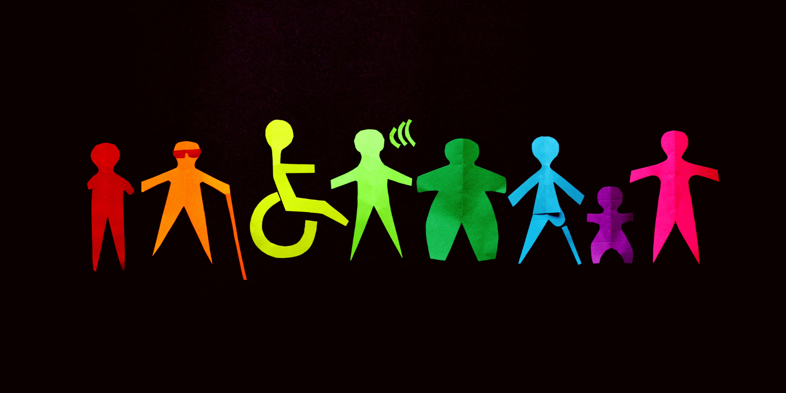 Cut out multicolour outlines of different types of people