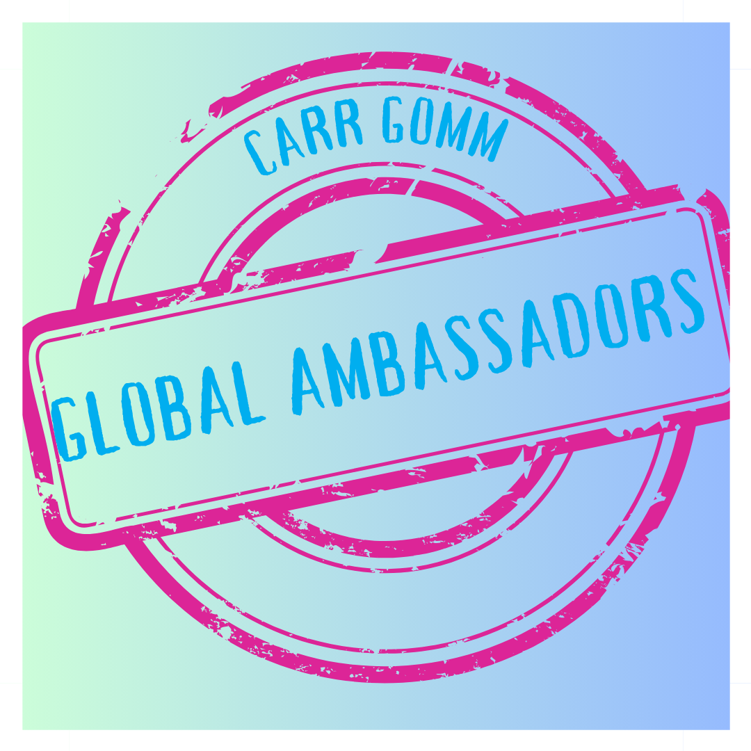 Global Ambassador Logo Carr Gomm Global Ambassador logo - Print circle on a bleu and green gradient background