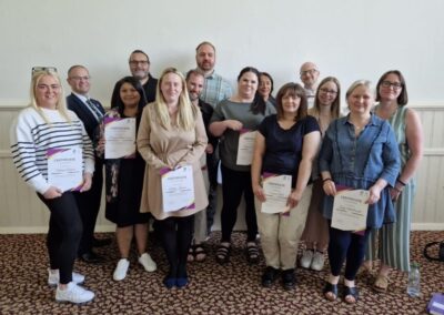 Stephanie graduating from Gomm’s Service Managers Development Programme, 2023