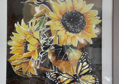 A painting of sunflowers