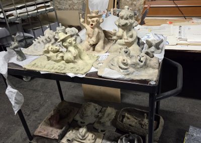 Various clay ornaments.