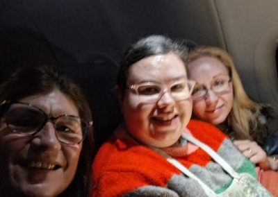 Edina, Rose and Inga on the plane to Paris