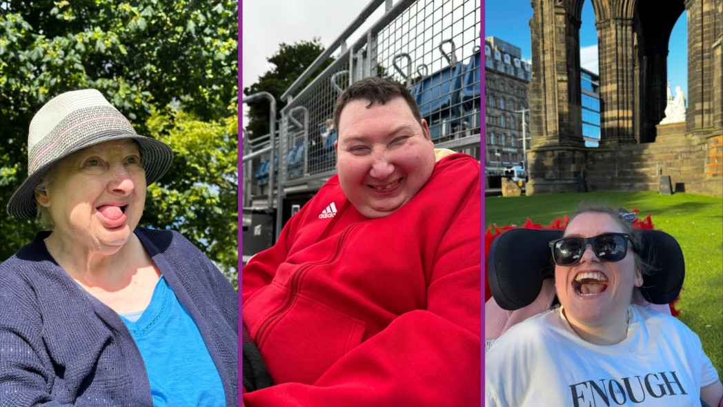A collage of three photos - each feature a person smiling at the camera.